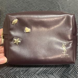 YSL Yves St Laurent Makeup Pouch Purple Brass Accents - Women | Color: Purple
